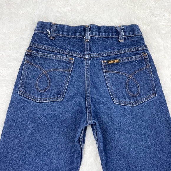 VINTAGE |•SADDLE KING•| Dark Wash Straight Leg Vintage Blue Jeans - Picture 5 of 14